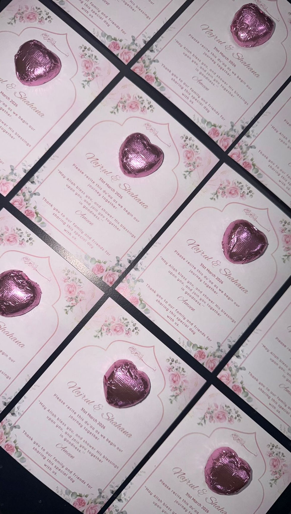 Thumbnail: Watercolour Pink Floral Heart Chocolate Favours