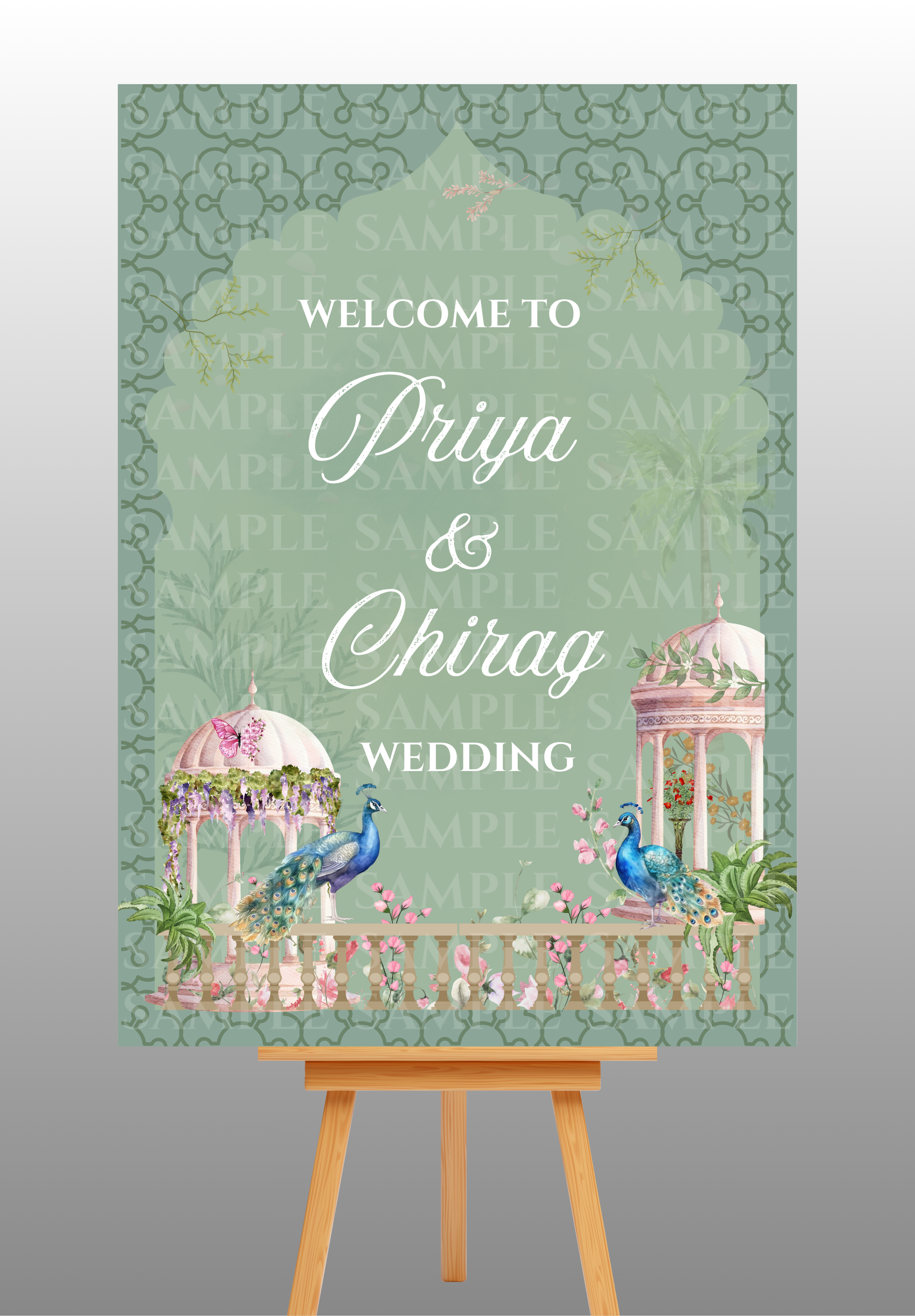 Green Wedding Welcome Board