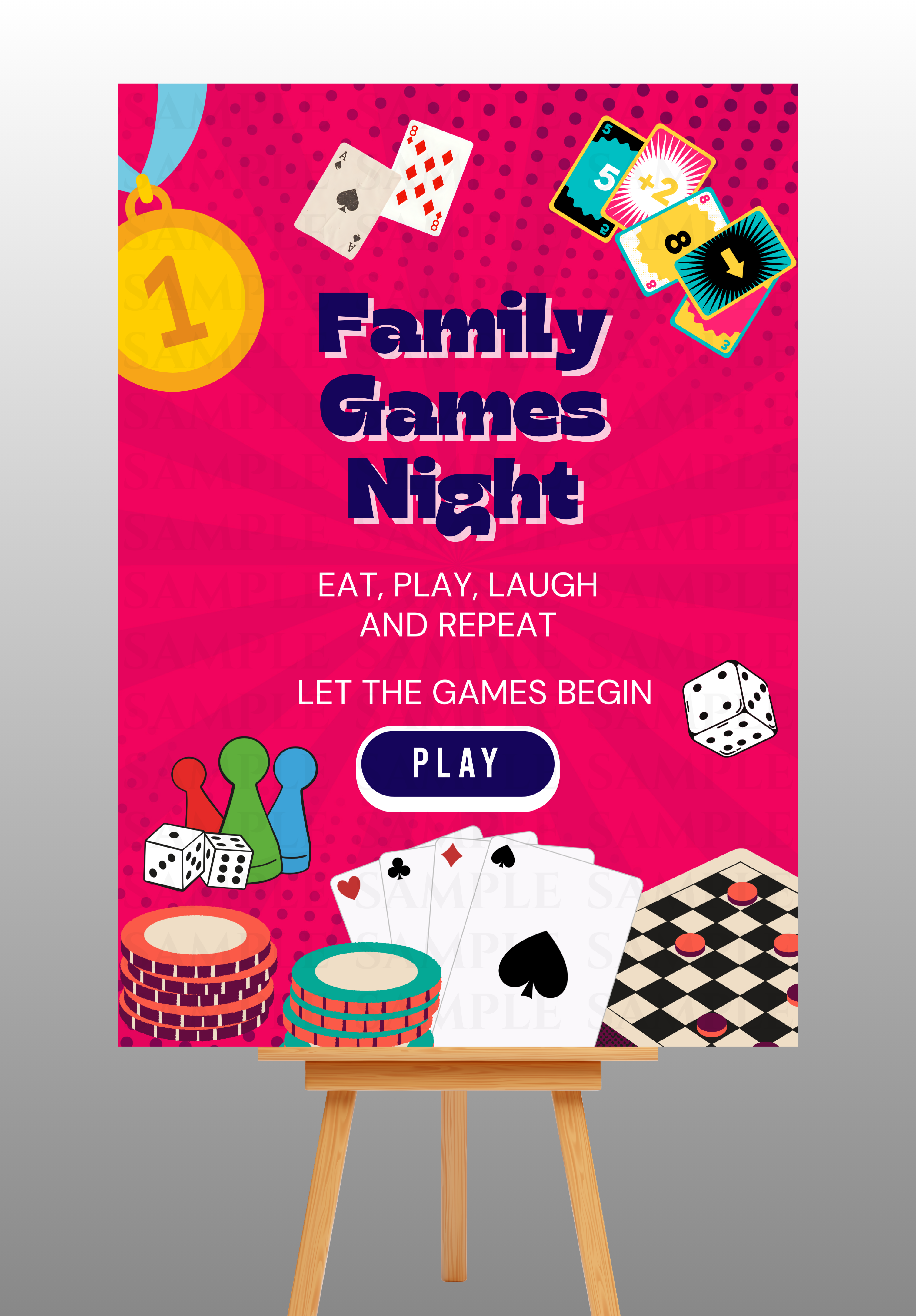 Elegant Pink Family Games Night Board