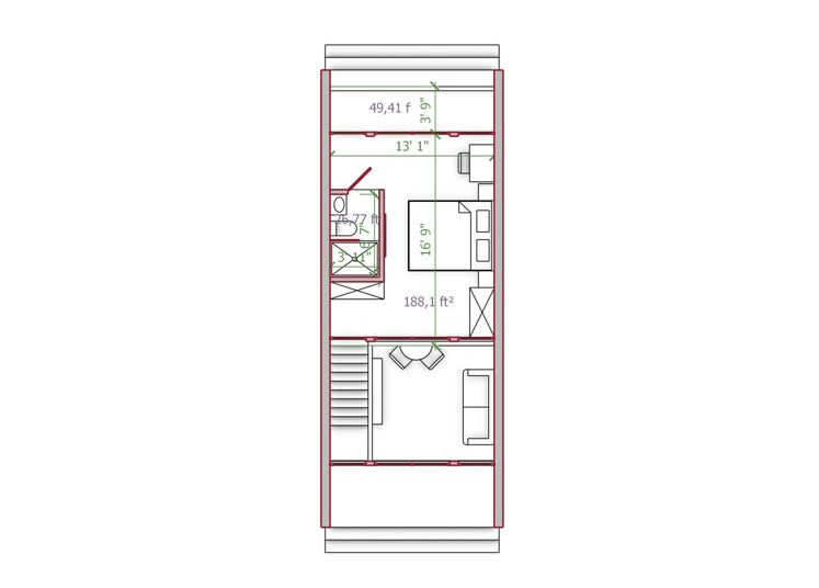 NatureNest Haven: Off-Site Constructed Loft Micro-Cabin 28 ft 2nd Floor Plan
