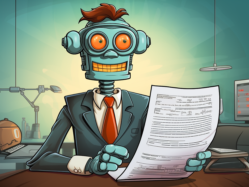 A robot reading a long resume