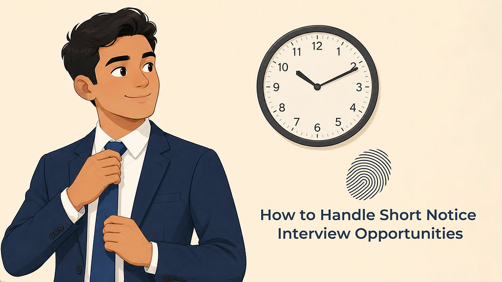 A professional looking at a clock without worry before an interview