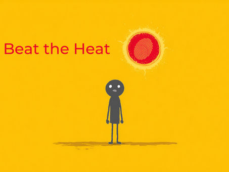 A stick figure beneath a burning sun