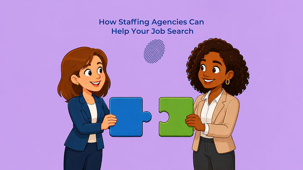 A recruiter and a professional fitting puzzle peaces together
