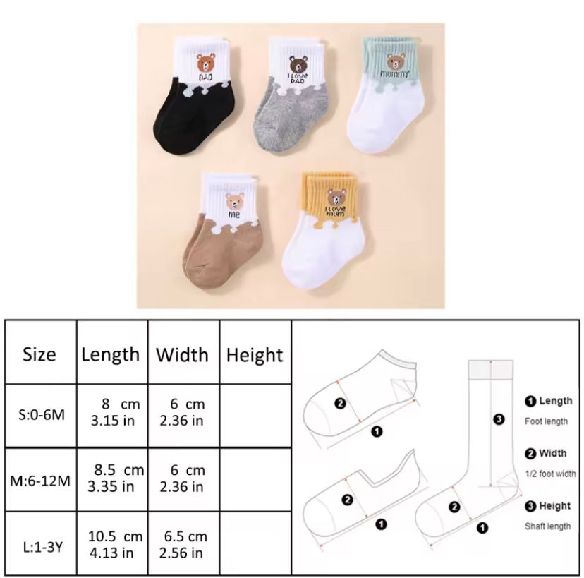 Miniatura: Kit Meia Ursinhos Família  - Kit 5 Pares