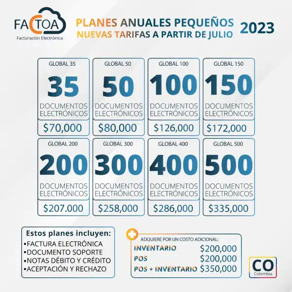factoa planes anuales pequeños facturacion electronica