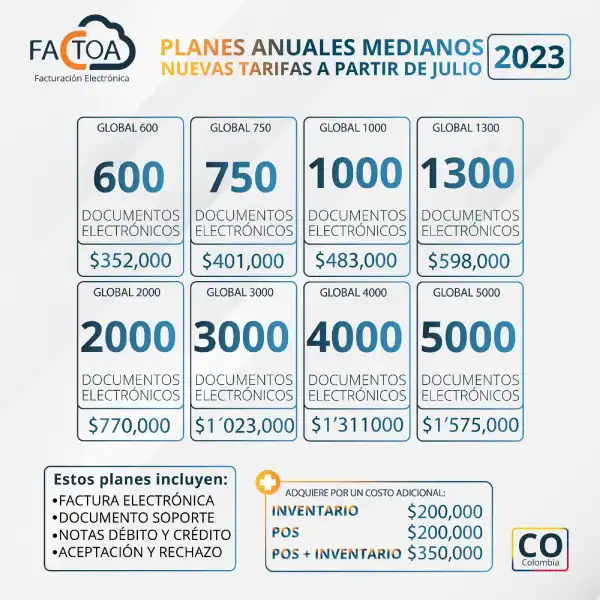 factoa planes anuales medianos facturacion electronica