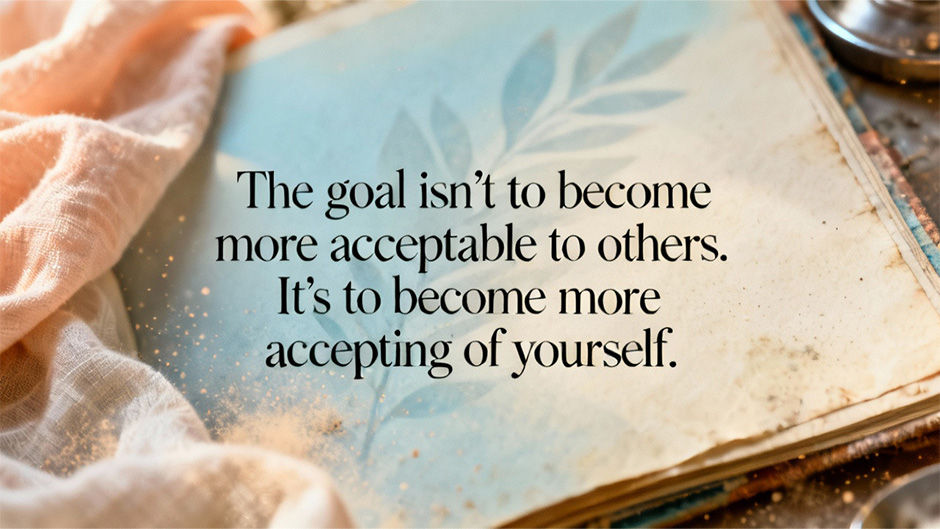 Quote reading “The goal isn’t to become more acceptable to others. It’s to become more accepting of yourself.”