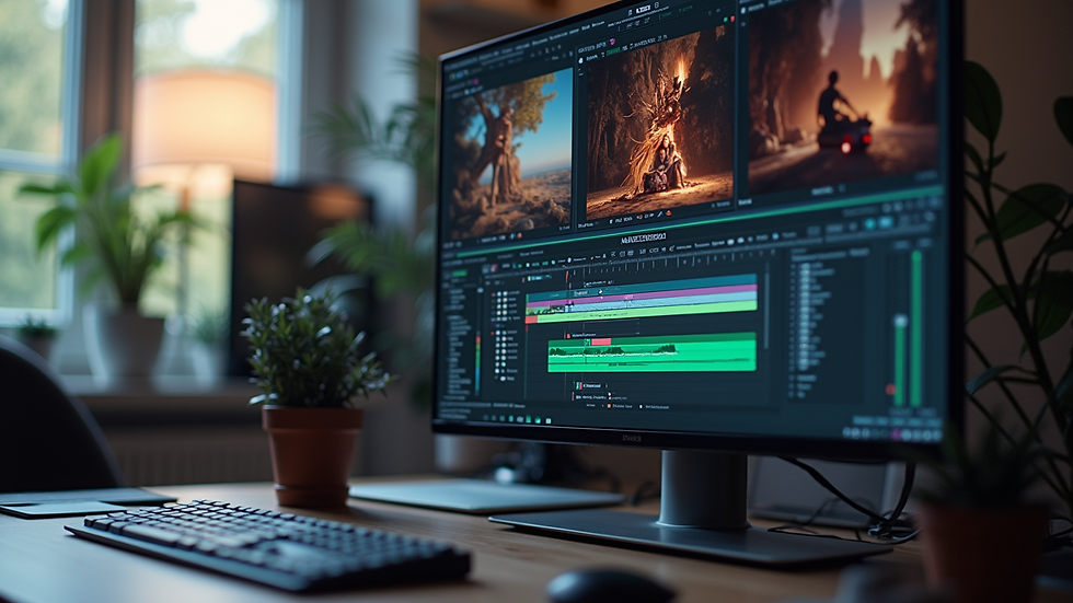 High angle view of a computer screen showing an animation editing software