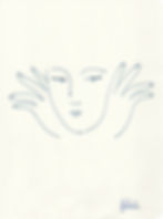 Ink sketch of a woman framing her face with her hands