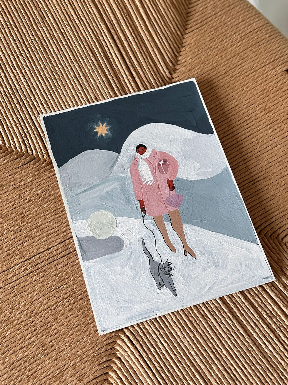 'A Christmas Walk' Laying flat on chair