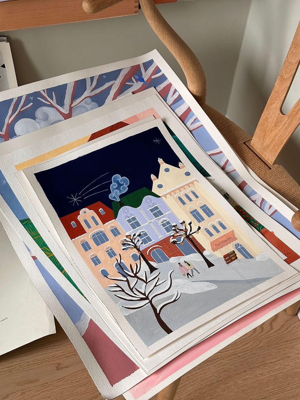 'December in Oslo' Laying flat on chair