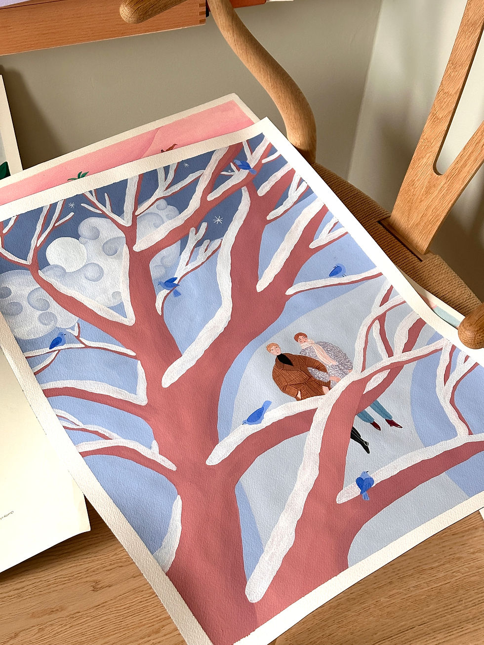 'Little Birds of Winter' laying flat