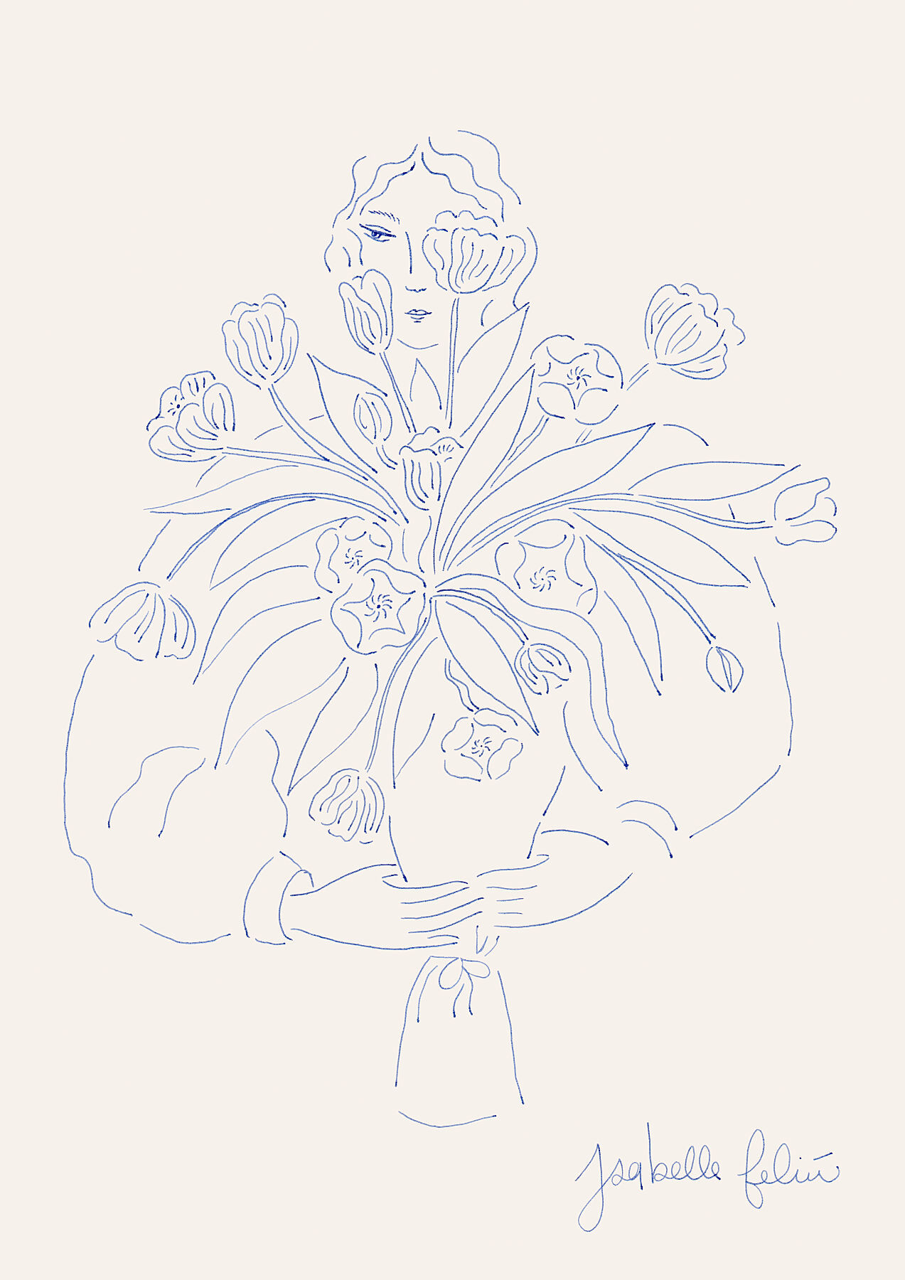 Woman holding a bouquet of tulips