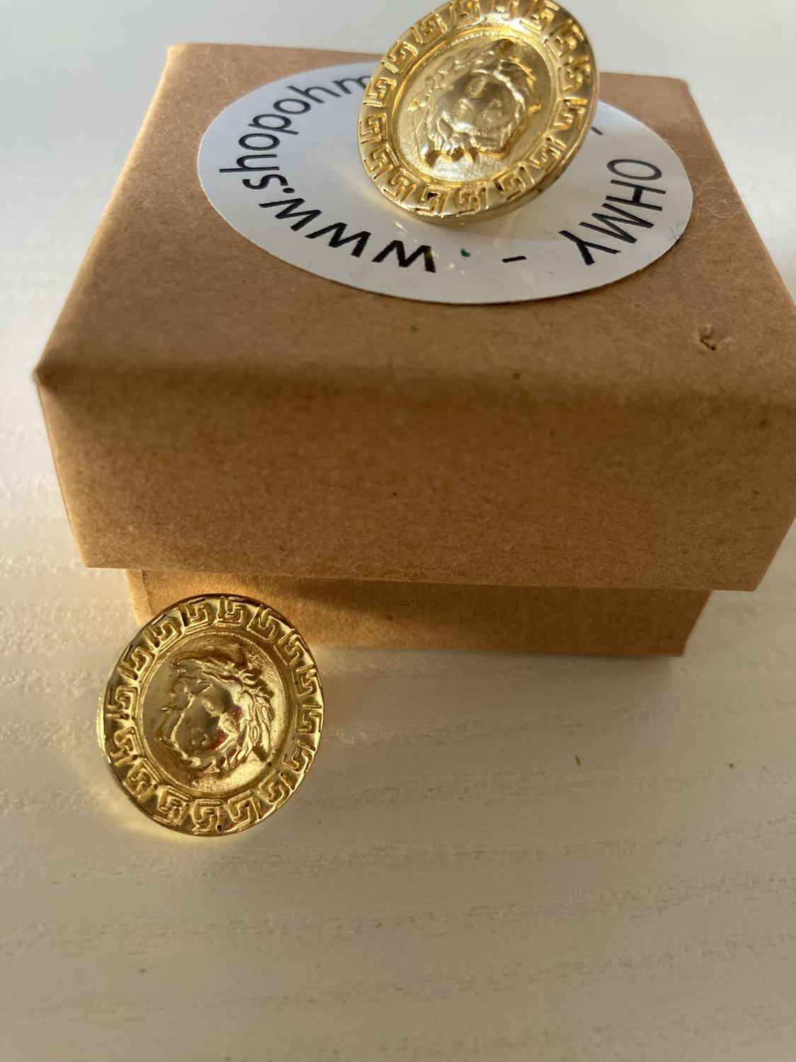 VERSACE GOLD SMALL BUTTON EARRINGS