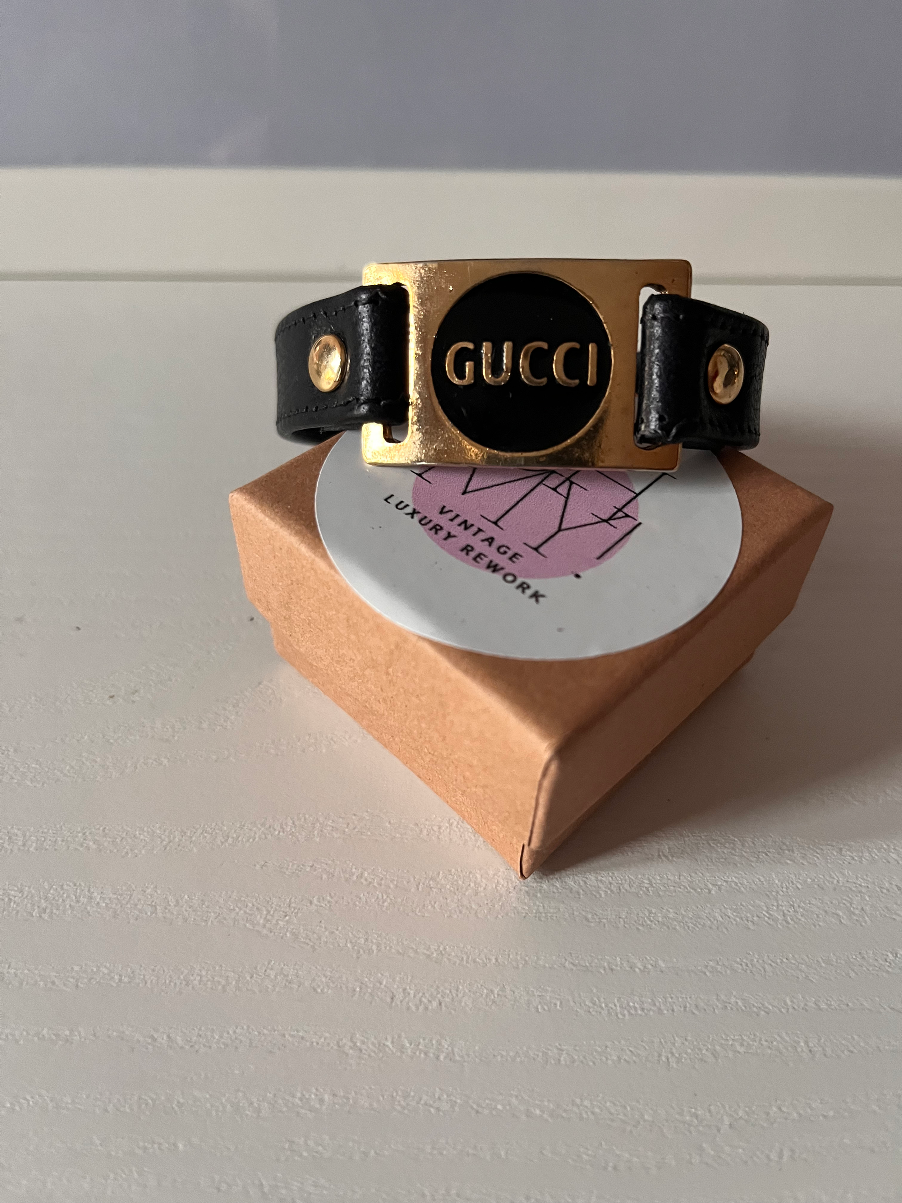 BRACCIALE PELLE NERA GUCCI