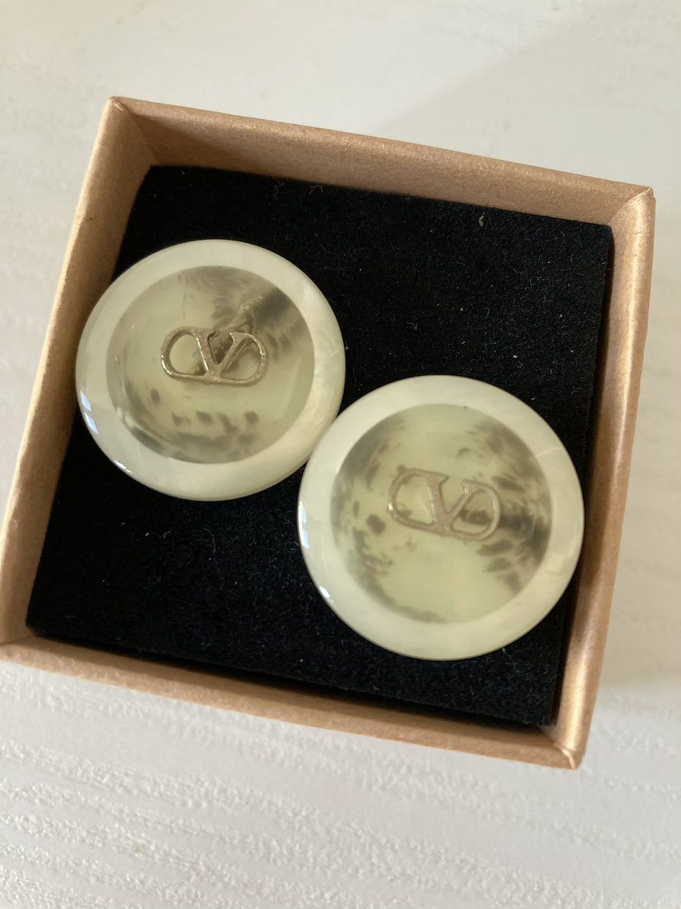 Thumbnail: VALENTINO GRAY ROUND EARRINGS