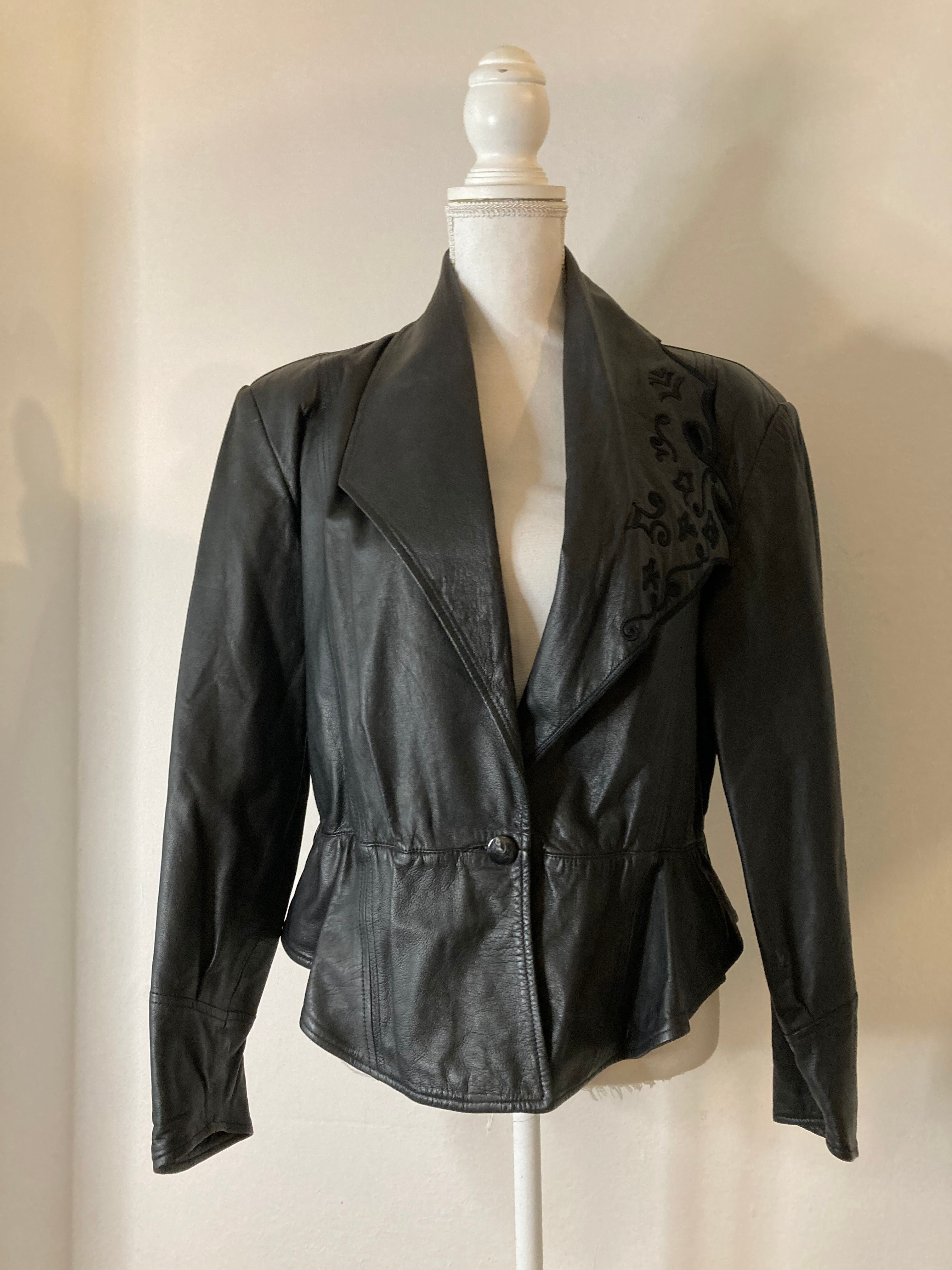 GIORGIO VALLI LEATHER AND EMBROIDERY JACKET
