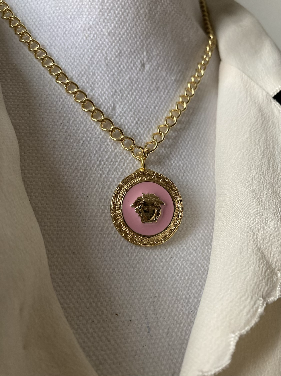 Thumbnail: REWORKED VERSACE PINK NECKLACE