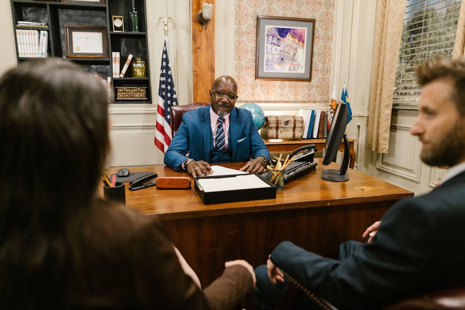 Business meeting in professional office setting