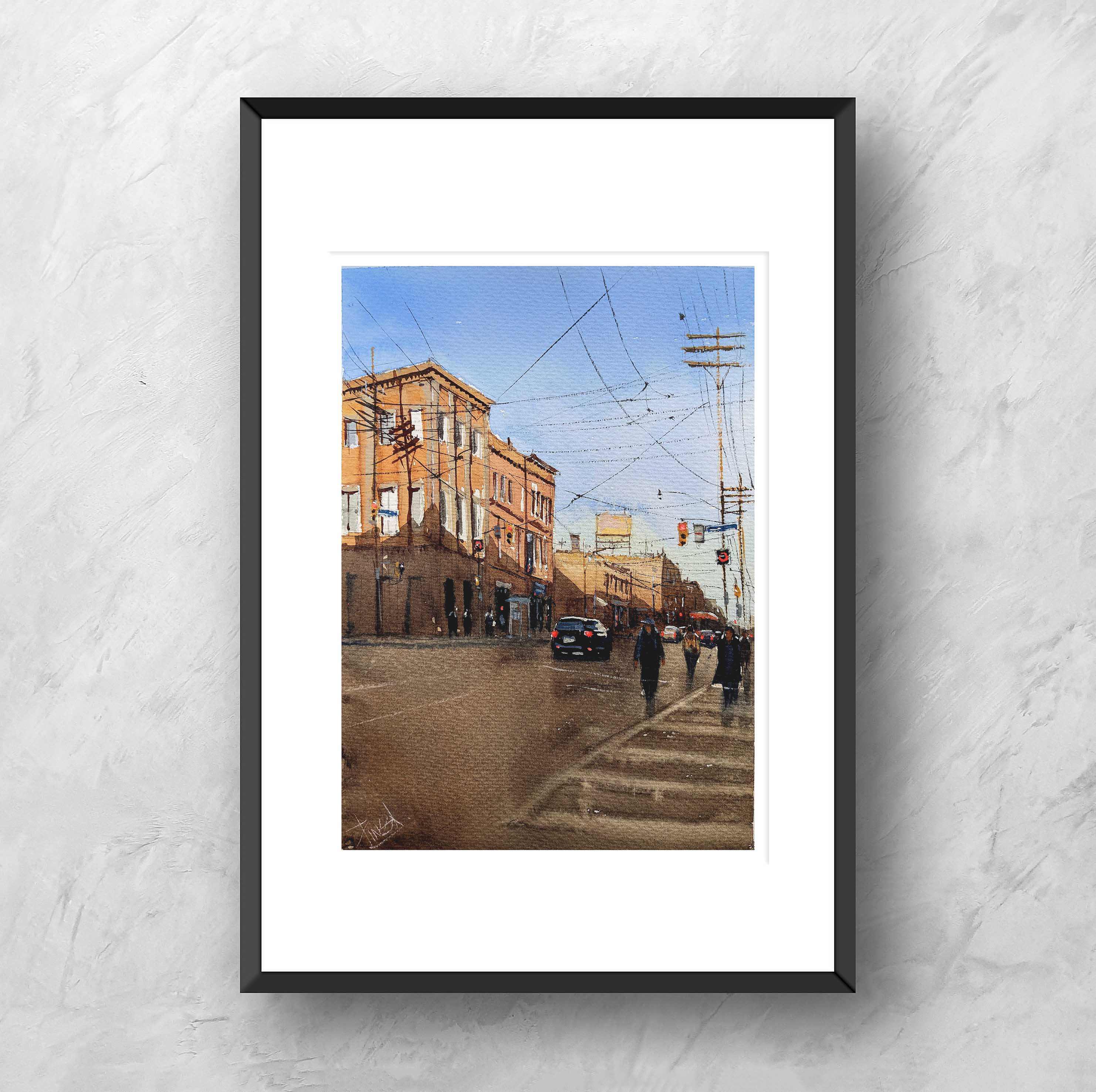 Queen Street Toronto Painting // Fine Art Print of Painting by Dinesh S