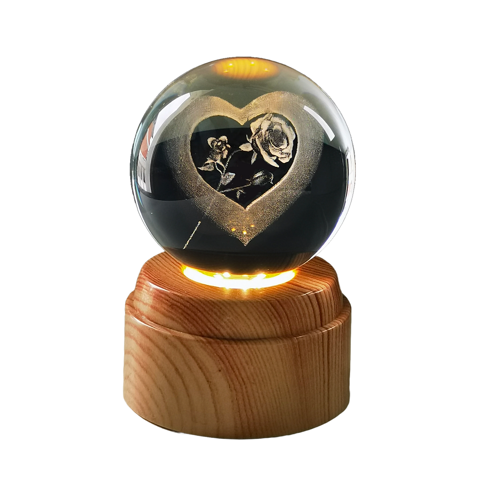 Rose and Heart Rotating 3D Crystal Globe Light