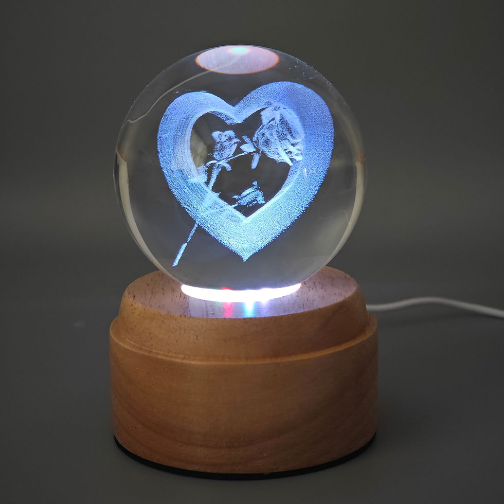 Kingfisher Rotating 3D Crystal Globe Light -Wood Base