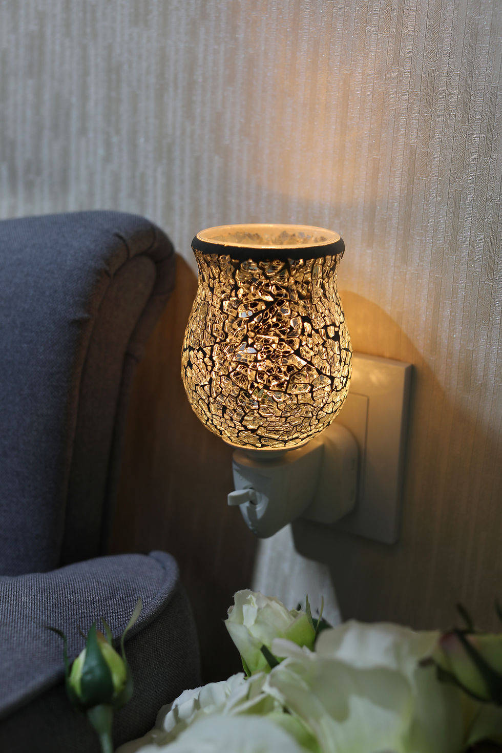 Thumbnail: Silver Crackle Tulip Mosaic Wax Warmer