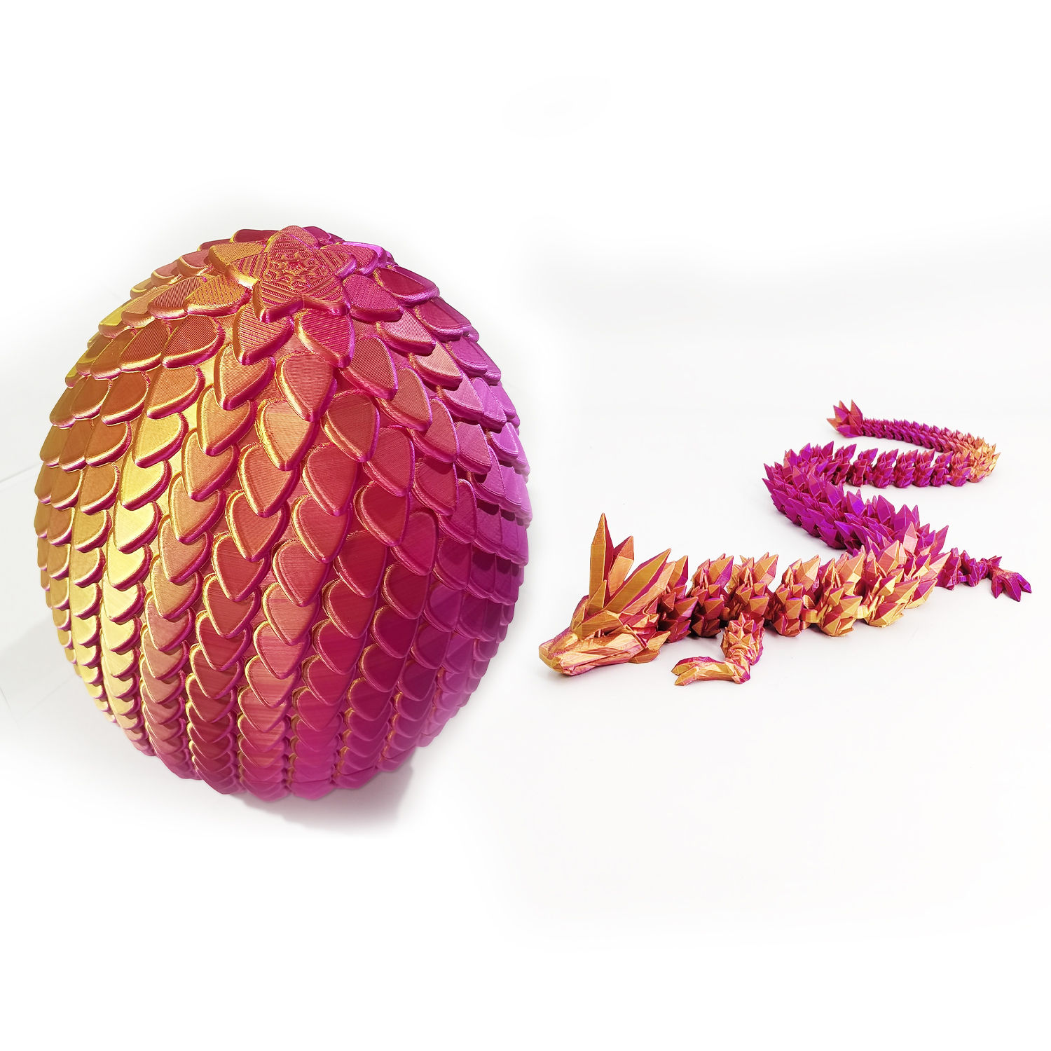 Purple Gold 3D Printed Large Dragon in Scale Egg