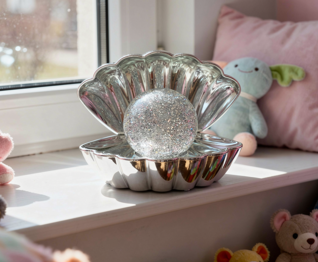 Sea Shell LED Colour Changing Mood Lamp - Metallic Silver