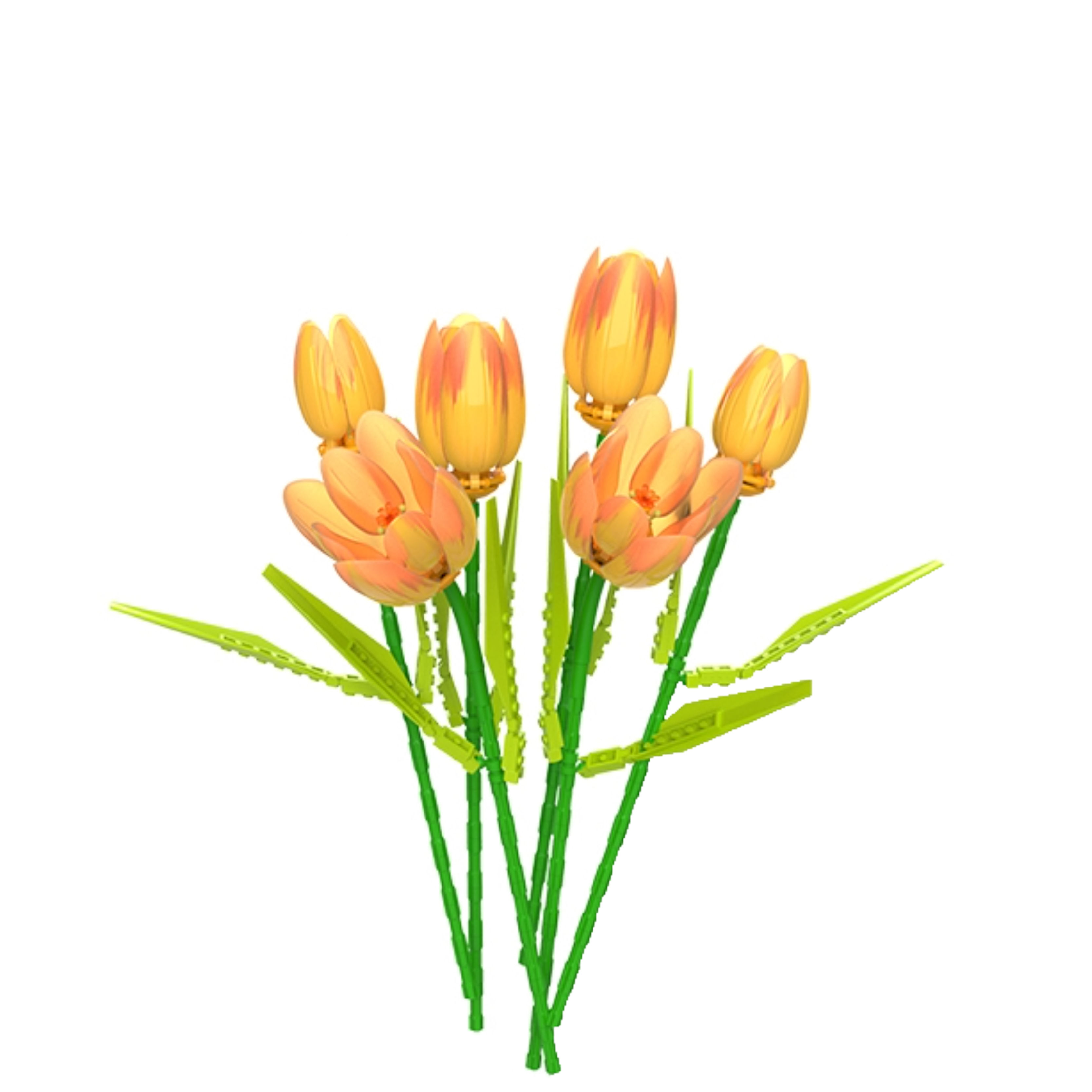 Orange Tulip 3D Bonsai Building Block Set