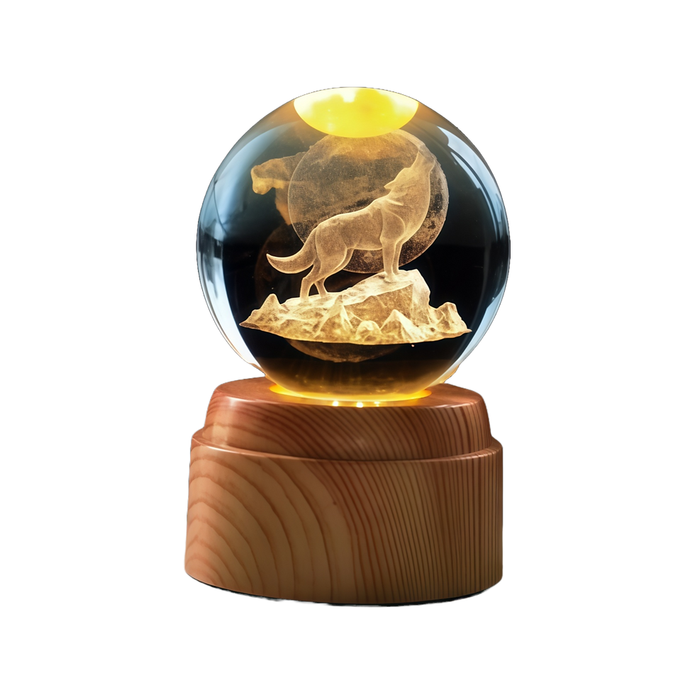 Wolf Rotating 3D Crystal Globe Light