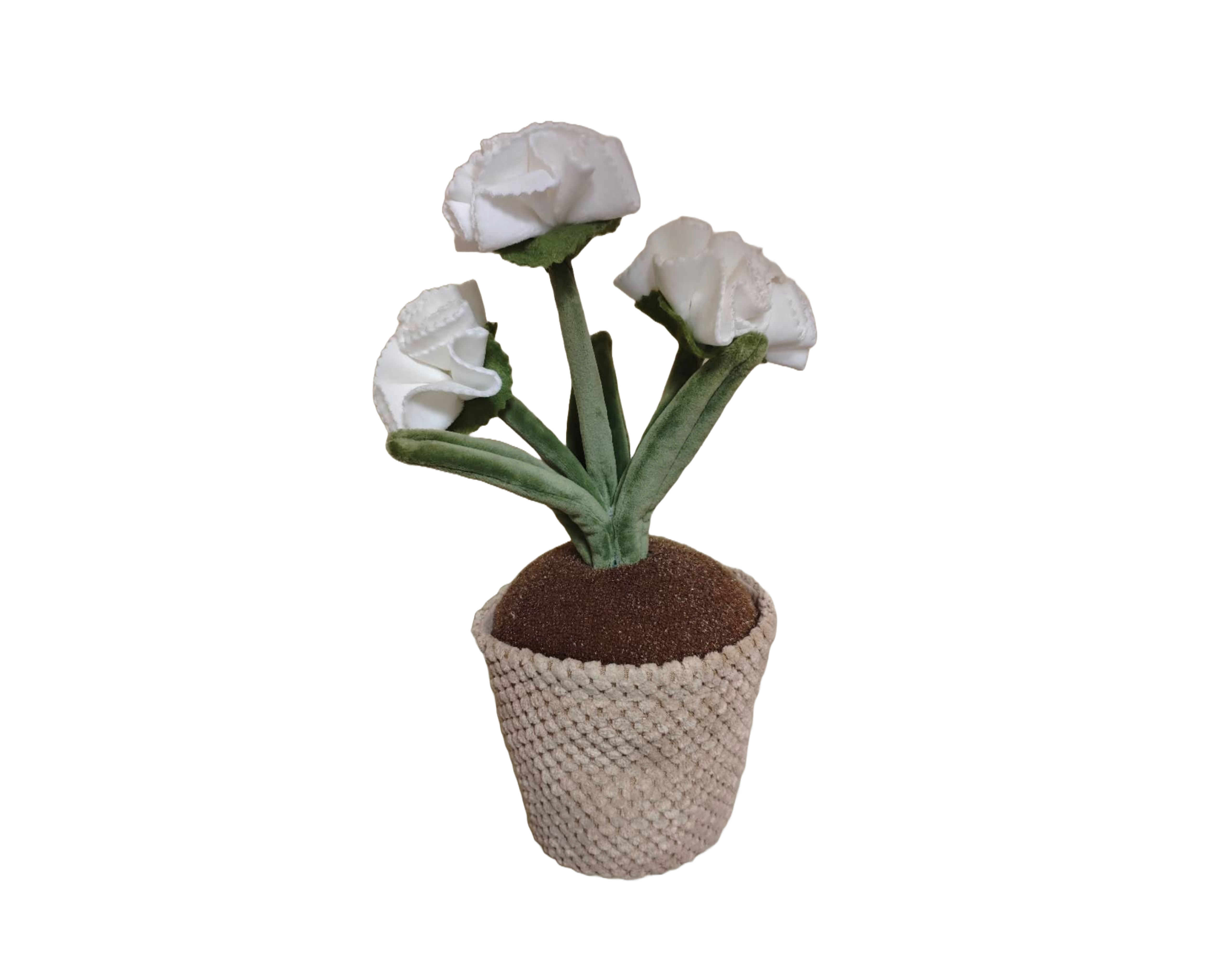 White Carnation Flower Pot Door Stop