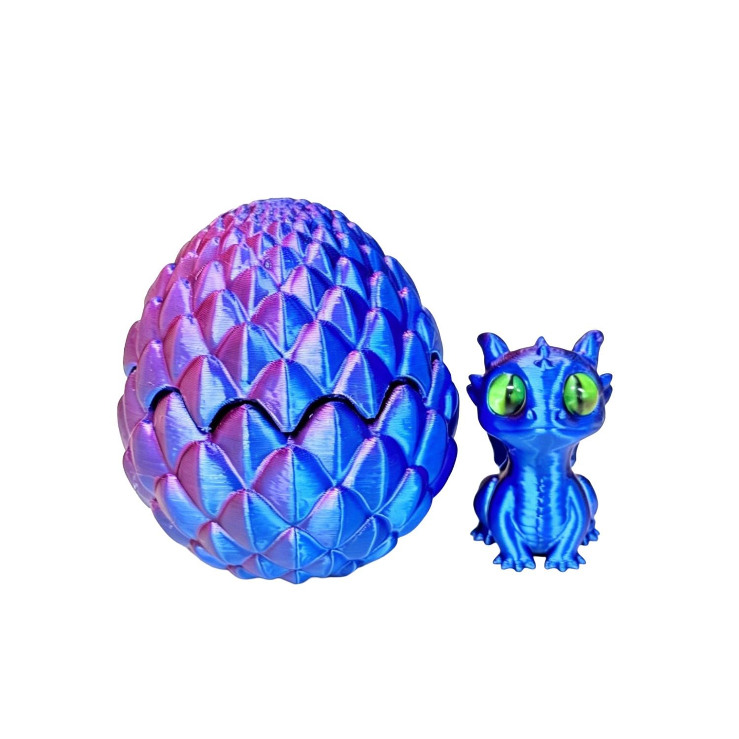 3D Printed Baby Dino in Egg -Purple.Blue
