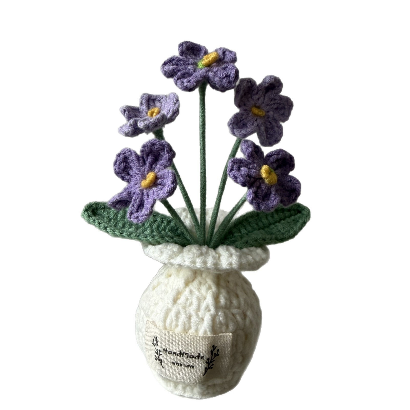 Crochet Forget me not with White Pot - Purple