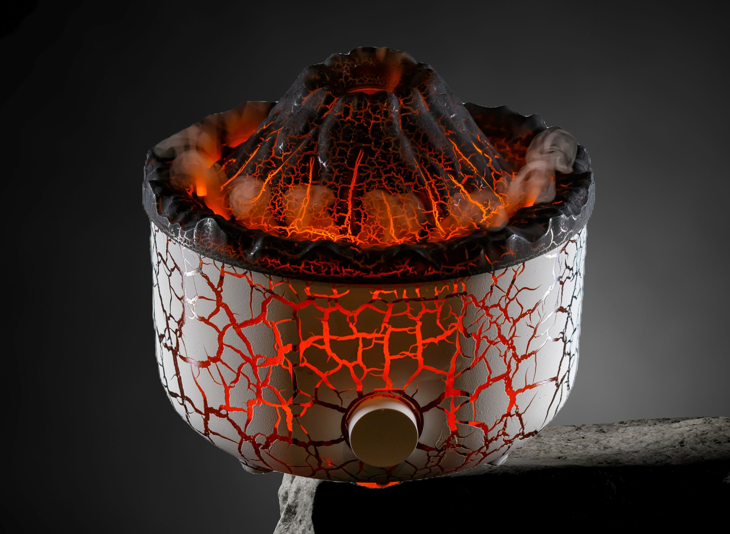 White Crackle Pacaya Volcano Diffuser wt Remote (damaged box)
