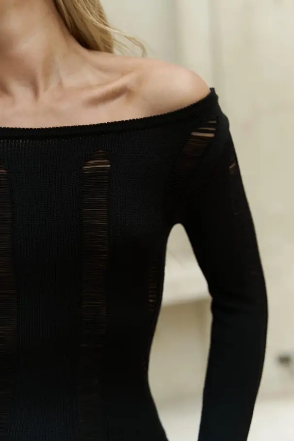 Thumbnail: Tulum Black Knitwear Dress