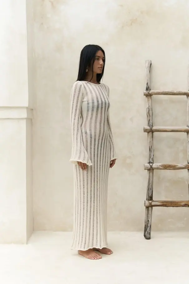 Thumbnail: Sophie Beige Long Knit Dress