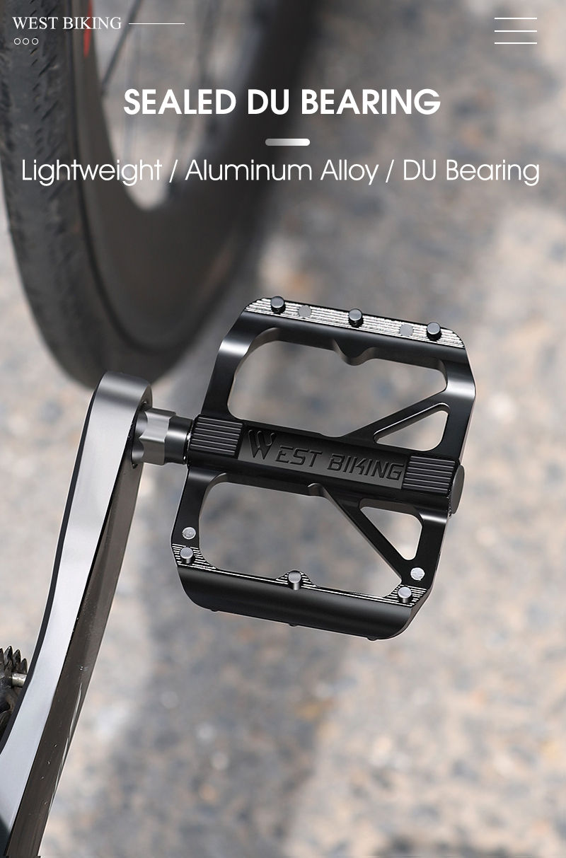 Thumbnail: WEST BIKING Ultralight Pedals MTB Aluminum Alloy Road Bike Flat pedal 2 DU Bushi