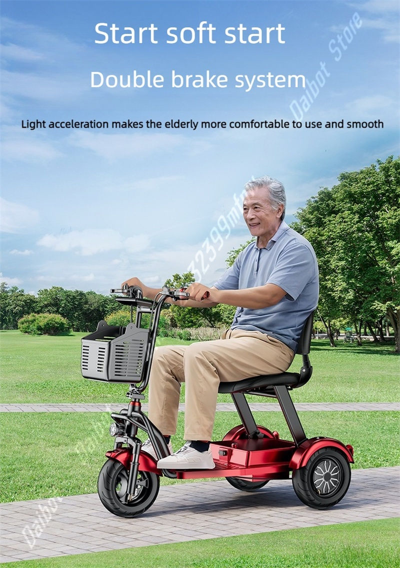 Thumbnail: 1000W Lightweight Folding Mobility Scooter For Older People 3 Wheels With Pull R