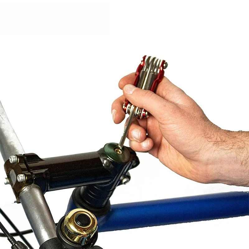 Thumbnail: Multi Repair Tools Kit Portable Bicycle Tool Folding Allen Wrench Spoke Hex Wren