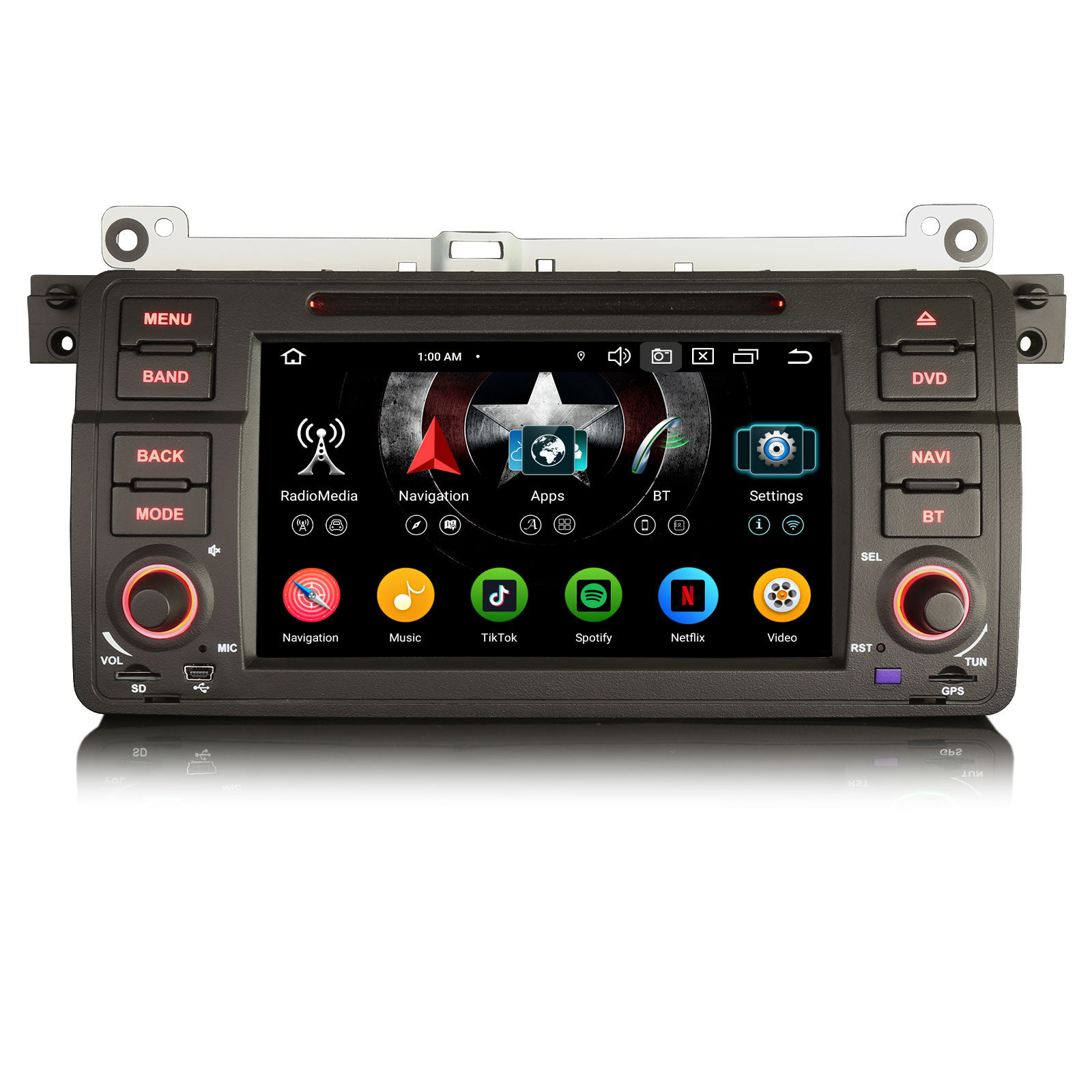 Erisin ES6546B Android 14.0 Auto Stereo GPS Navi 4G Wireless CarPlay for DVD Pla