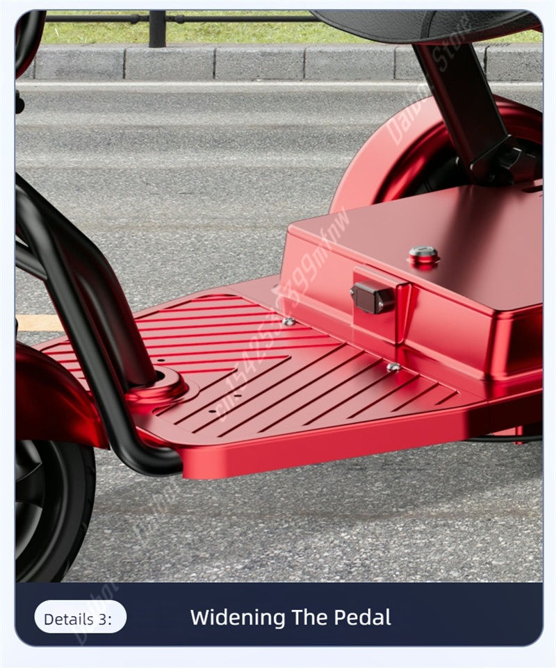 Thumbnail: 1000W Lightweight Folding Mobility Scooter For Older People 3 Wheels With Pull R