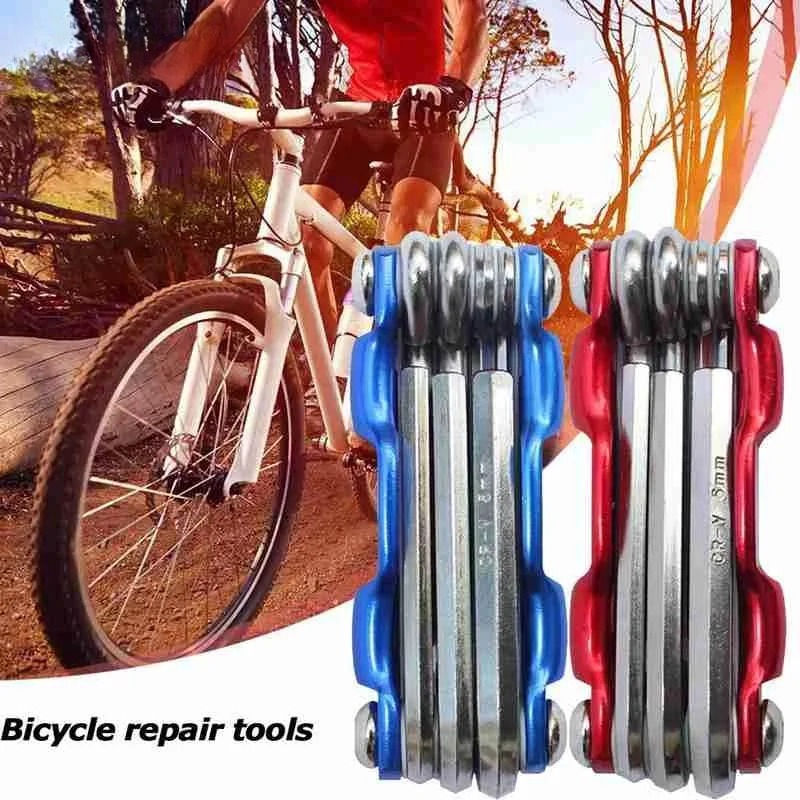 Thumbnail: Multi Repair Tools Kit Portable Bicycle Tool Folding Allen Wrench Spoke Hex Wren