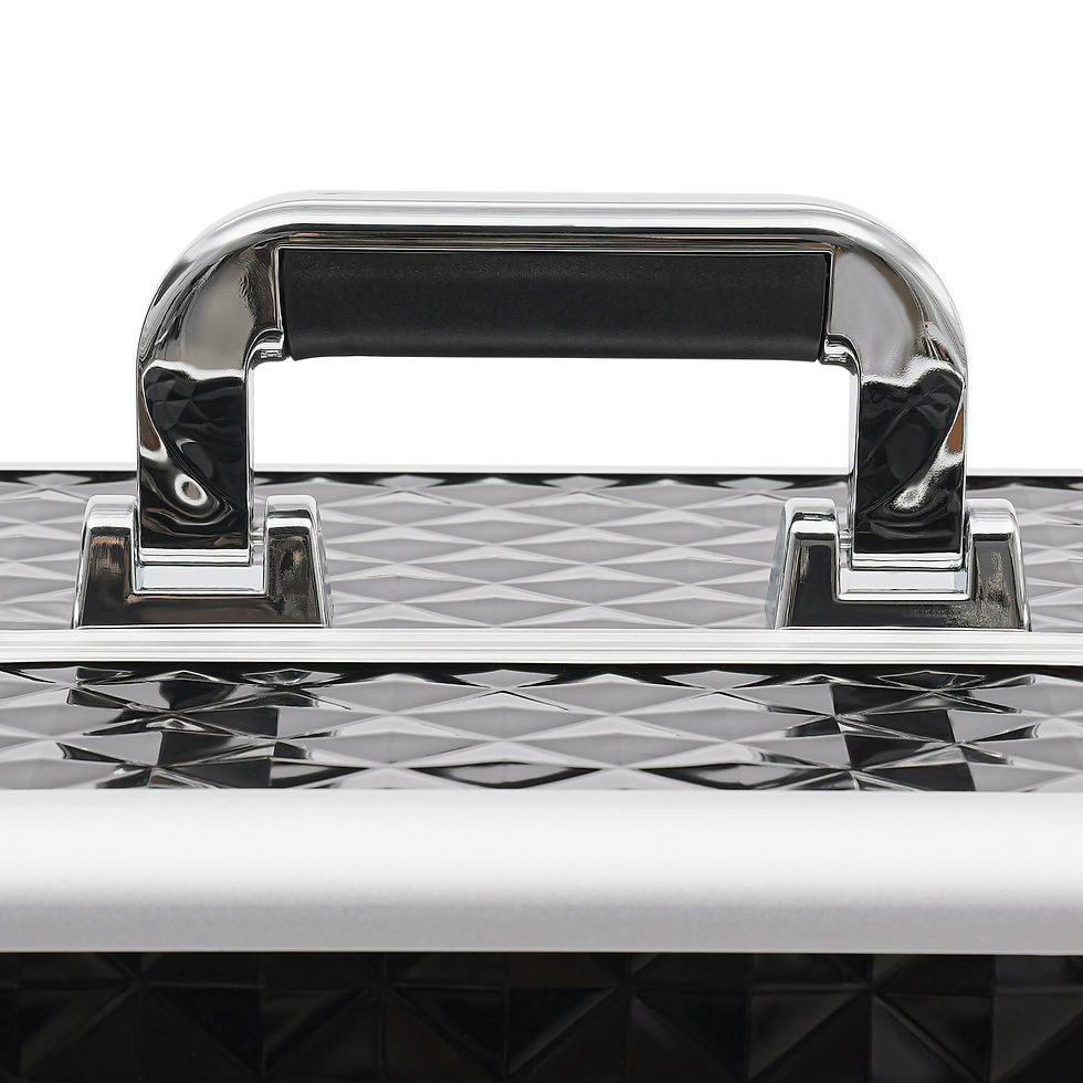 Thumbnail: Large Rolling Makeup Train Case, 73cm Height, Silver and Black, ABS and Aluminum