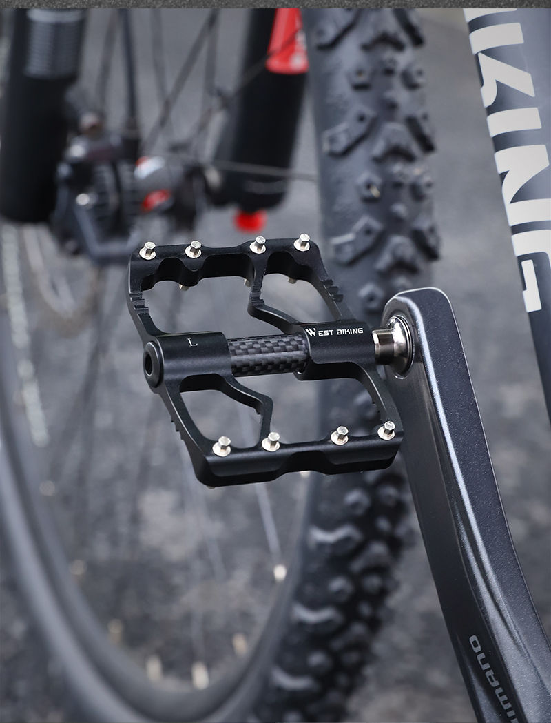 Thumbnail: WEST BIKING 3 Bearings Bike Pedal Ultralight Carbon Fiber Bicycle Flat Pedal Ant