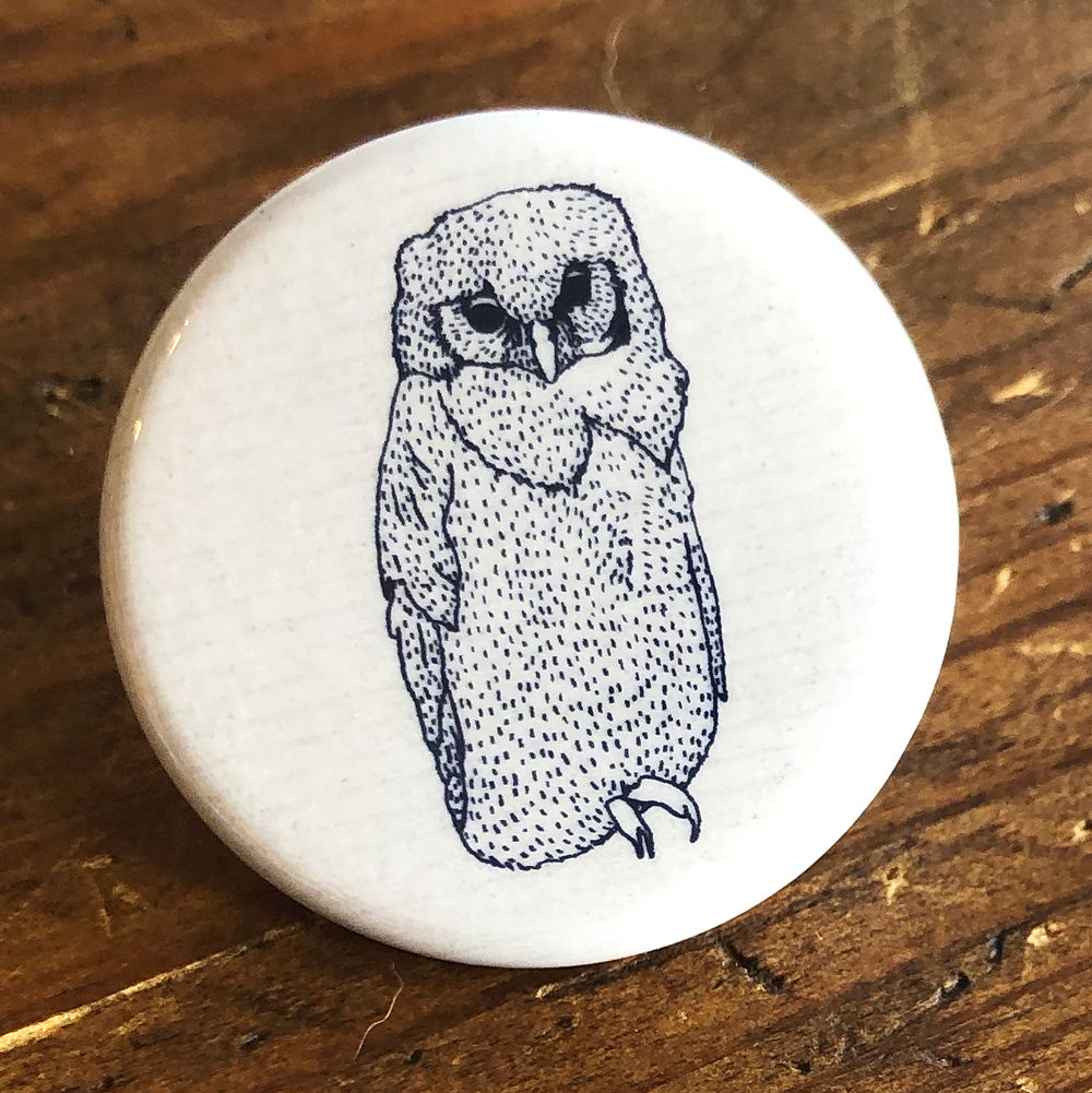 【 フクロウの缶バッジ 】