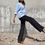 Thumbnail: Front Open Asymmetric Blue Shrug with a White Tie