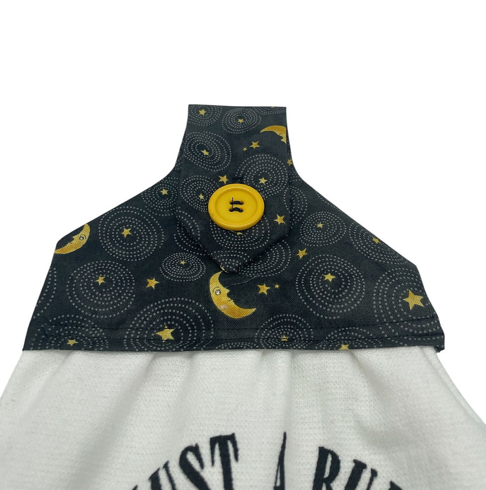Thumbnail: Halloween Hanging Dishtowel It's Just A Bunch of Hocus Pocus Black Lettering