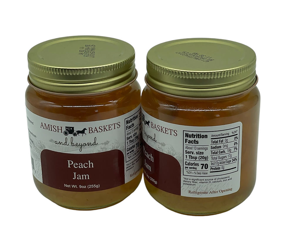Two jars of Amish Bassetts Peach Jam